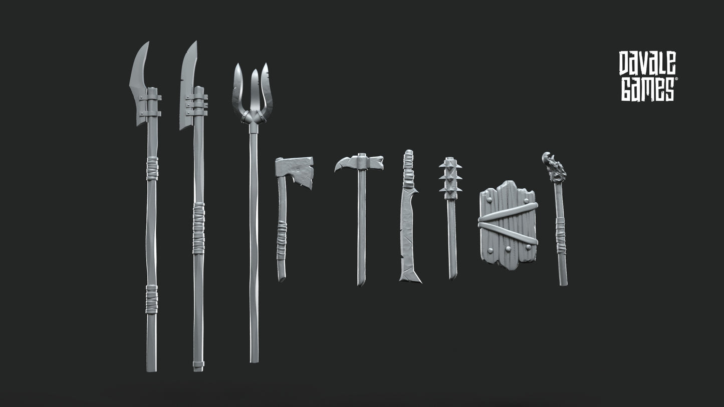 Weapons, shields and miscellaneous pieces
