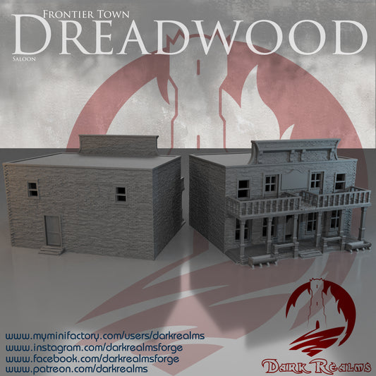 Old West saloon by DarkRealms in 32mm, 28mm, 15mm Scale 3D Printed Scenery for Wargaming Dnd and Warhammer