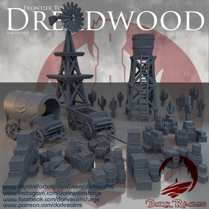 Old West scatter terrain by DarkRealms in 32mm, 28mm, 15mm Scale 3D Printed Scenery for Wargaming Dnd and Warhammer