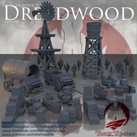 Old West scatter terrain by DarkRealms in 32mm, 28mm, 15mm Scale 3D Printed Scenery for Wargaming Dnd and Warhammer