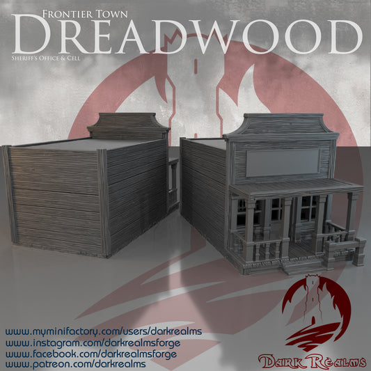 Old West sheriff's office by DarkRealms in 32mm, 28mm, 15mm Scale 3D Printed Scenery for Wargaming Dnd and Warhammer