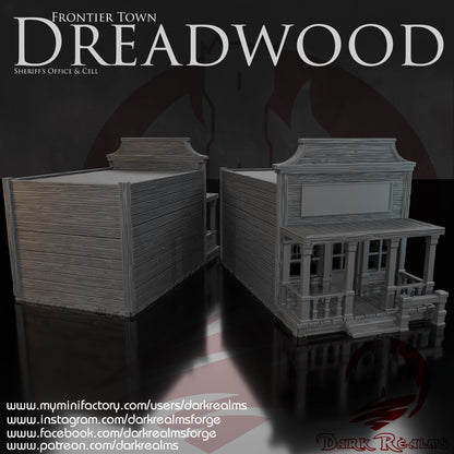 Old West sheriff's office by DarkRealms in 32mm, 28mm, 15mm Scale 3D Printed Scenery for Wargaming Dnd and Warhammer