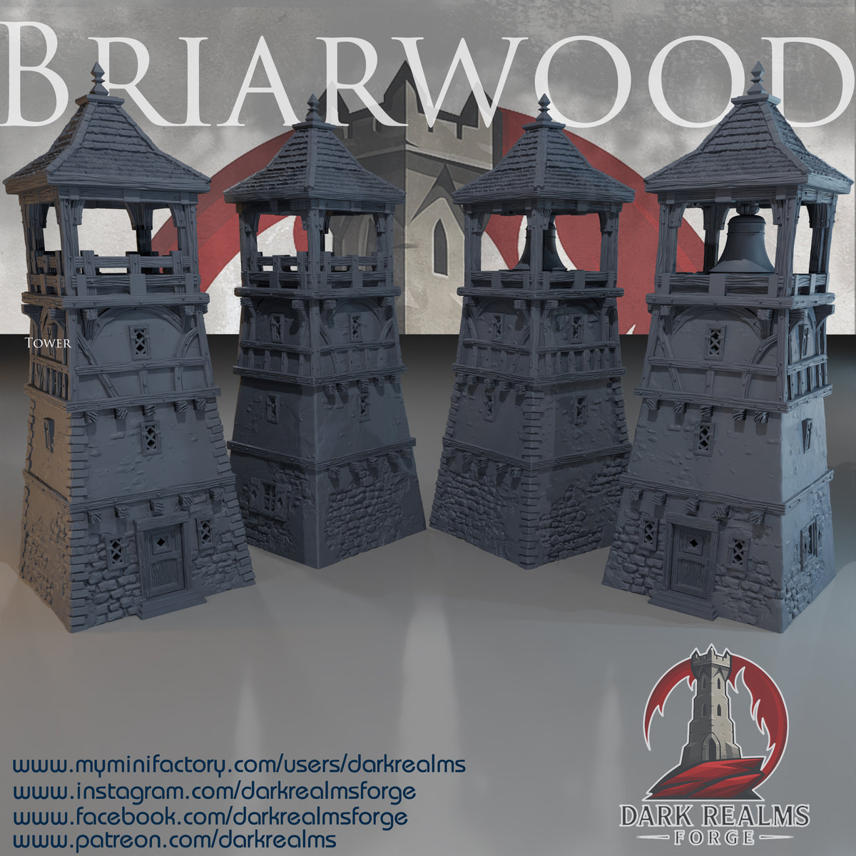 Briarwood Watchtower by Dark Realms in 32mm, 28mm, 15mm Scale 3D Printed Scenery for Wargaming Dnd and Warhammer