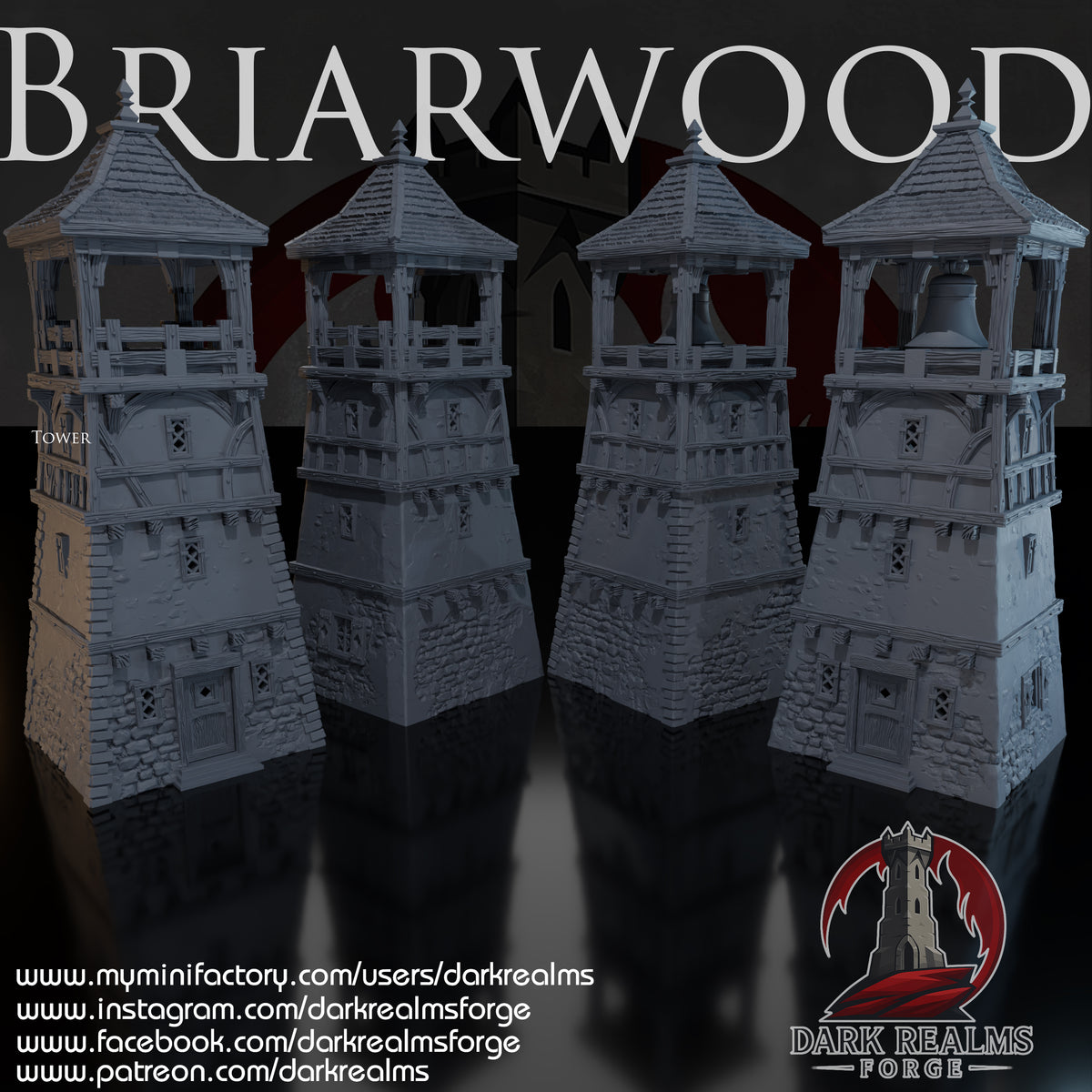 Briarwood Watchtower by Dark Realms in 32mm, 28mm, 15mm Scale 3D Printed Scenery for Wargaming Dnd and Warhammer