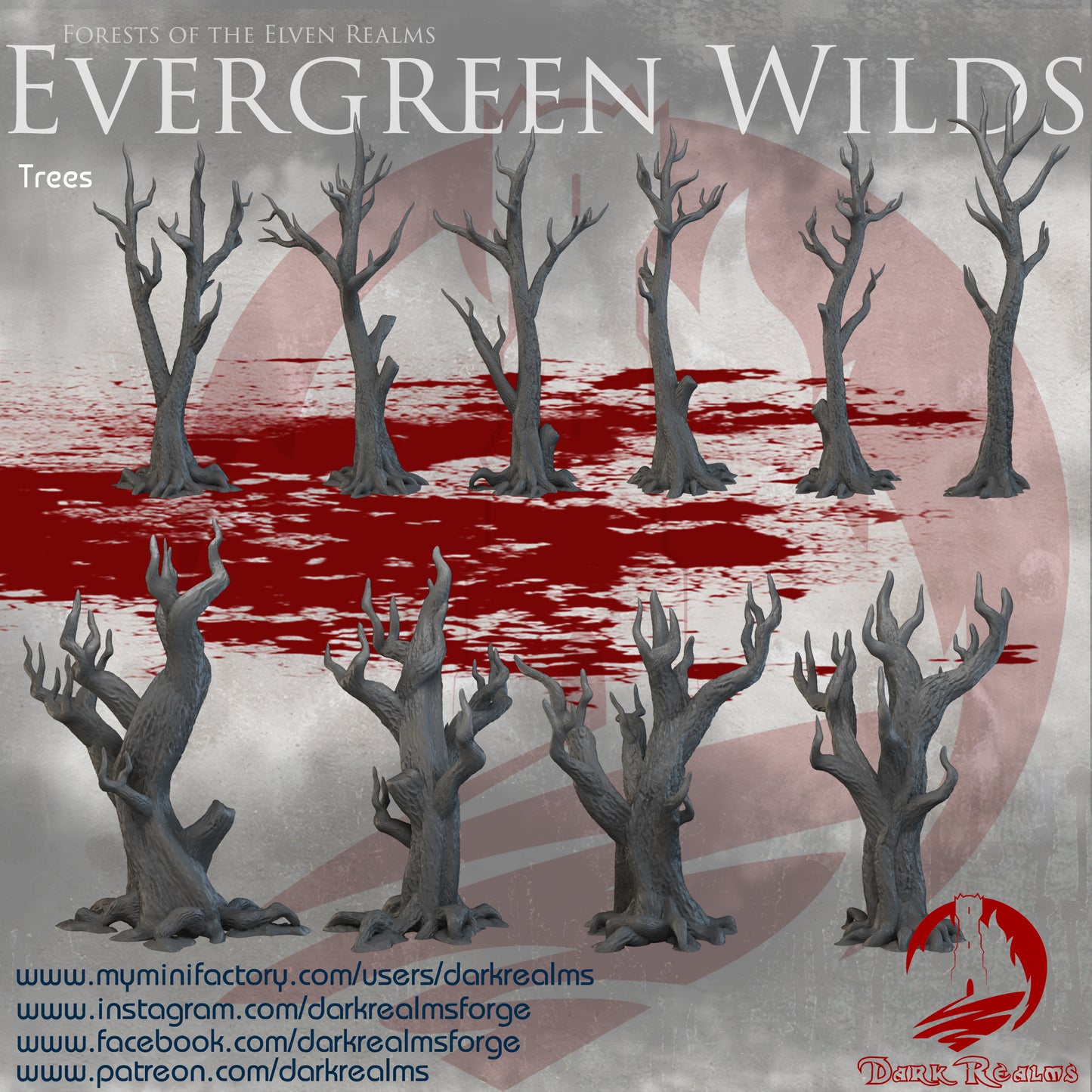 Evergreen Wilds by DarkRealms in 32mm, 28mm, 15mm Scale 3D Printed Scenery for Wargaming Dnd and Warhammer