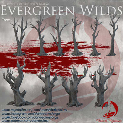 Evergreen Wilds by DarkRealms in 32mm, 28mm, 15mm Scale 3D Printed Scenery for Wargaming Dnd and Warhammer