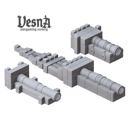 Bombard guns (pack 1) 32mm, 28mm, 15mm Scale 3D Printed for Historical Wargaming