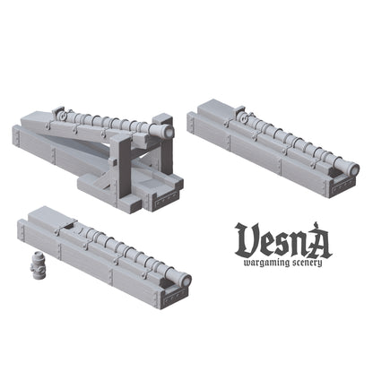Breech loading artillery in 32mm, 28mm, 15mm Scale 3D Printed for Historical Wargaming