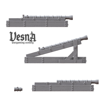 Breech loading artillery in 32mm, 28mm, 15mm Scale 3D Printed for Historical Wargaming