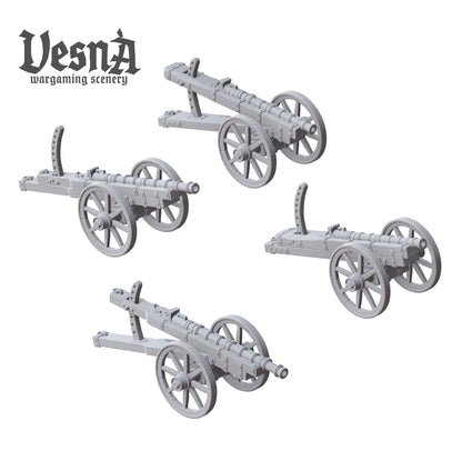 Breech loading artillery (pack 2) in 32mm, 28mm, 15mm Scale 3D Printed for Historical Wargaming