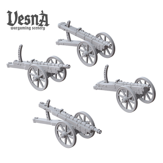 Breech loading artillery (pack 2) in 32mm, 28mm, 15mm Scale 3D Printed for Historical Wargaming