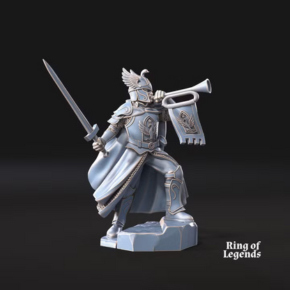 Swan warrior with trumpet