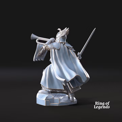 Swan warrior with trumpet