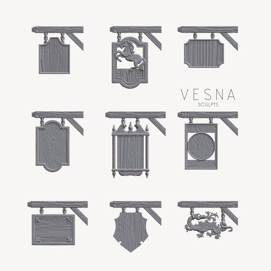 Shop and pub signs 32mm, 28mm, 15mm Scale