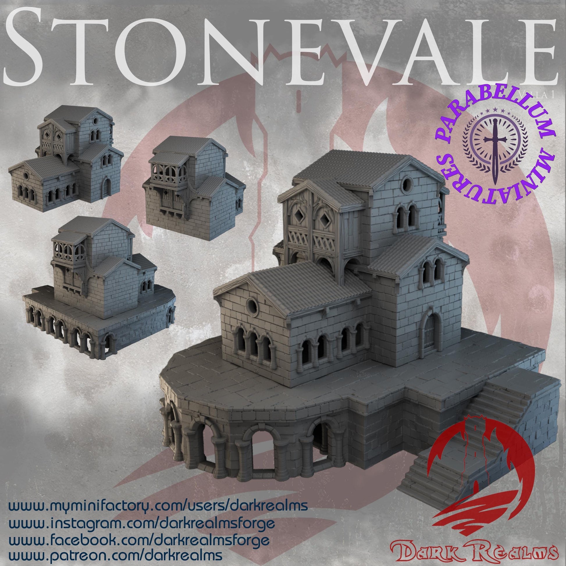 Villa 1 (Stonevale by DarkRealms) 32mm, 28mm, 15mm Scale 3D Printed Scenery for Wargaming Dnd and Warhammer