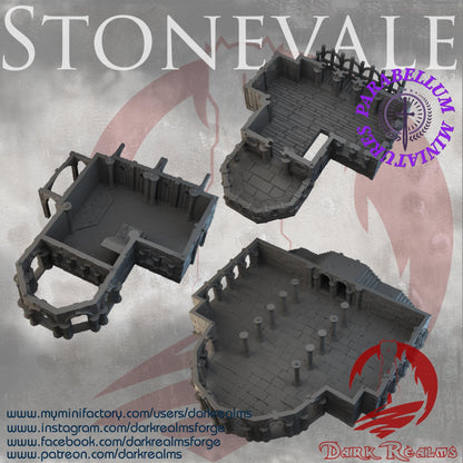 Villa 3 (Stonevale by DarkRealms) 32mm, 28mm, 15mm Scale 3D Printed Scenery for Wargaming Dnd and Warhammer