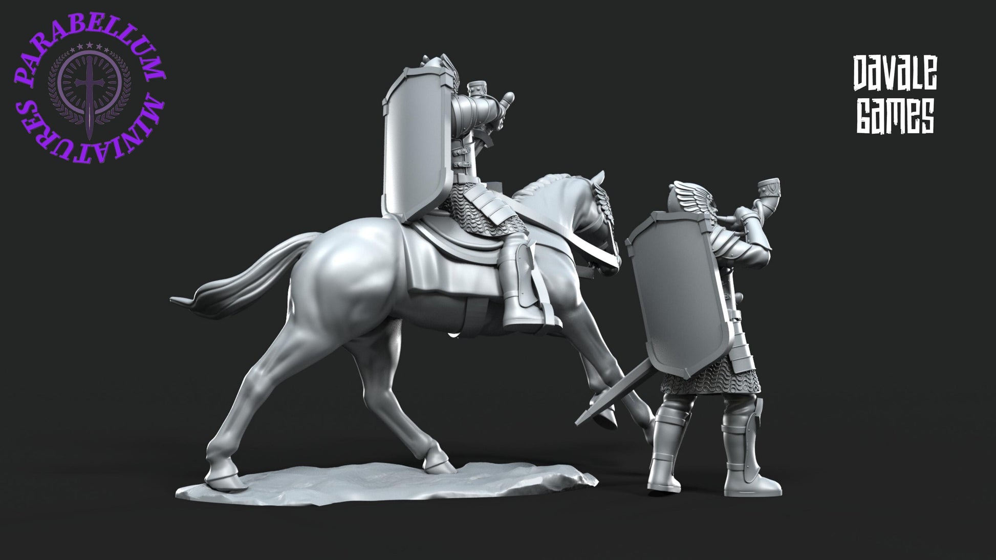 Grey Castle horn Mounted and foot