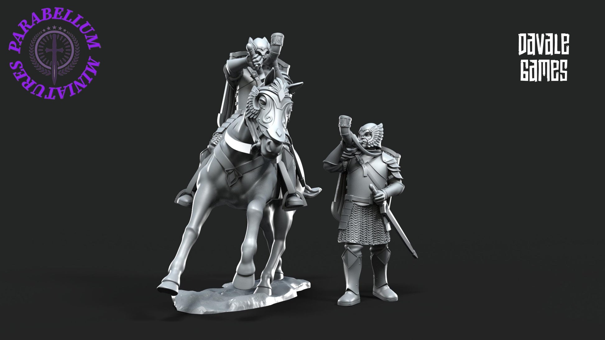 Grey Castle horn Mounted and foot