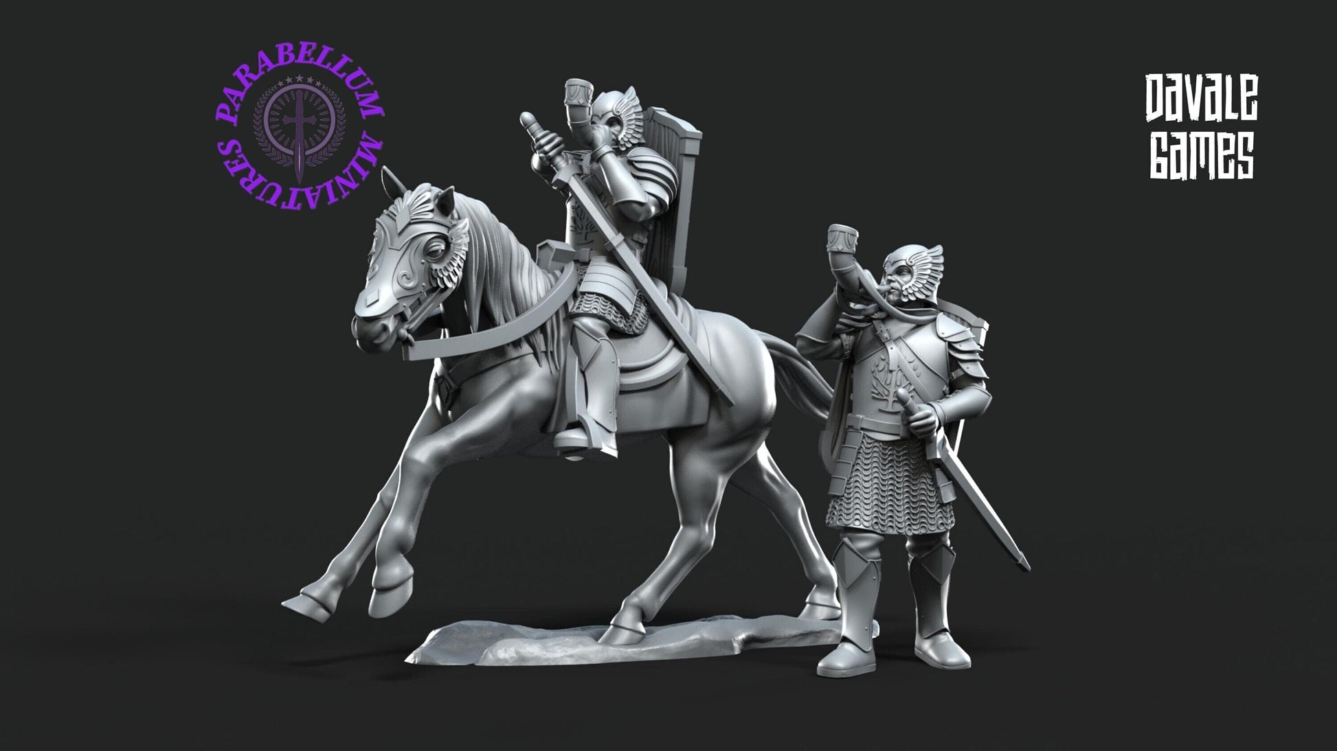 Grey Castle horn Mounted and foot