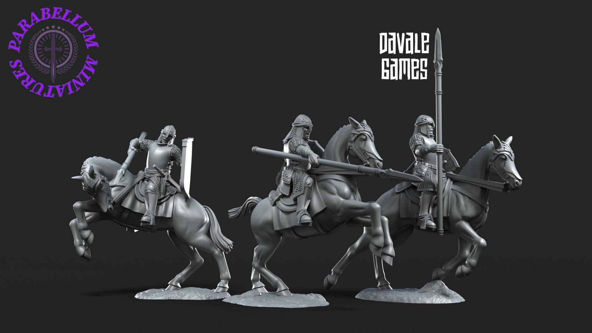 3x North Human Warrior Riders with spear shield