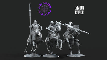 3x North Human Warrior Riders with spear shield