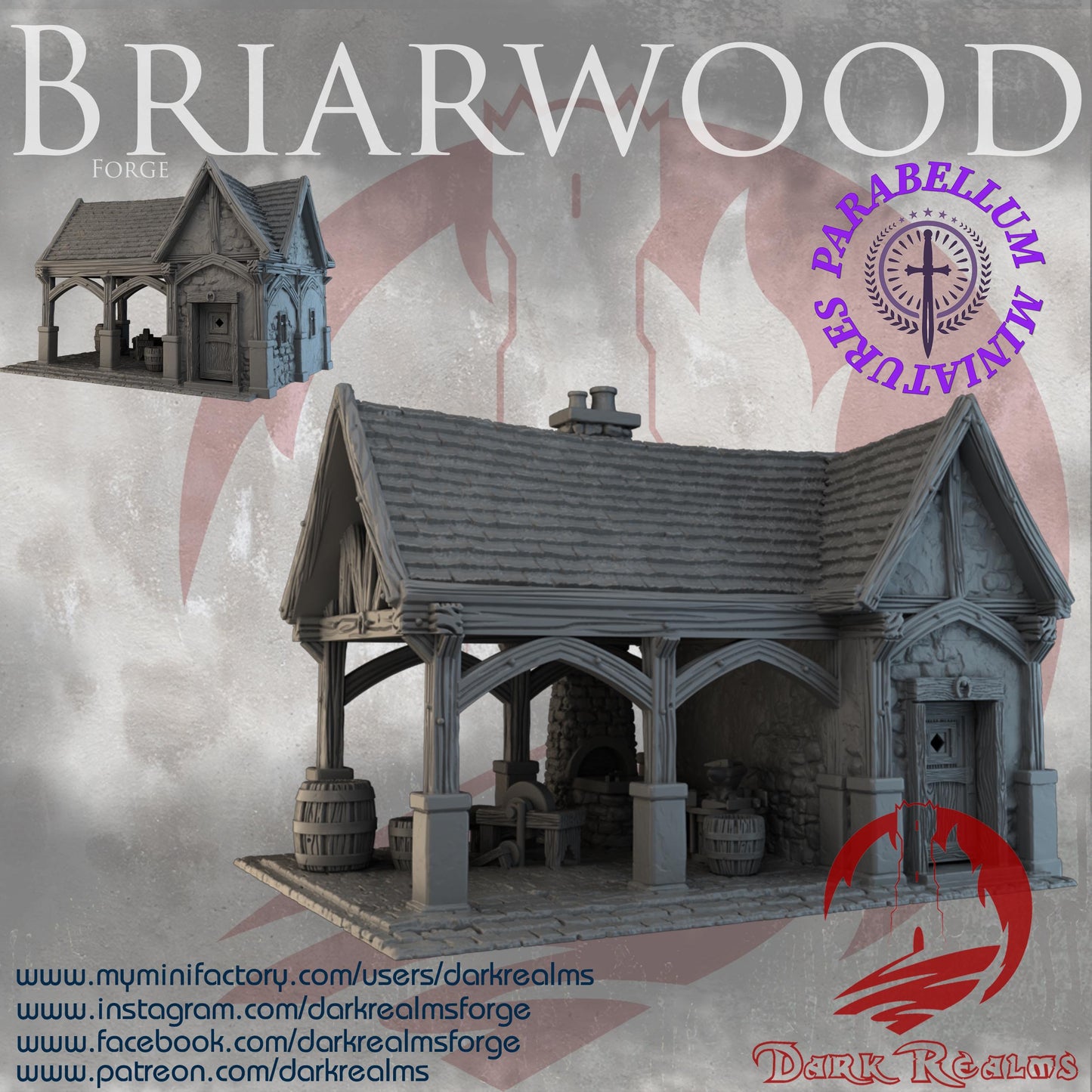 Blacksmiths Forge Terrain (Briarwood by DarkRealms) 32mm, 28mm, 15mm Scale 3D Printed Scenery for Wargaming Dnd and Warhammer