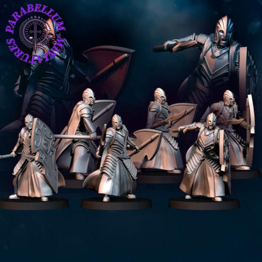 6x Bloody Elf warriors with Spear and Shield