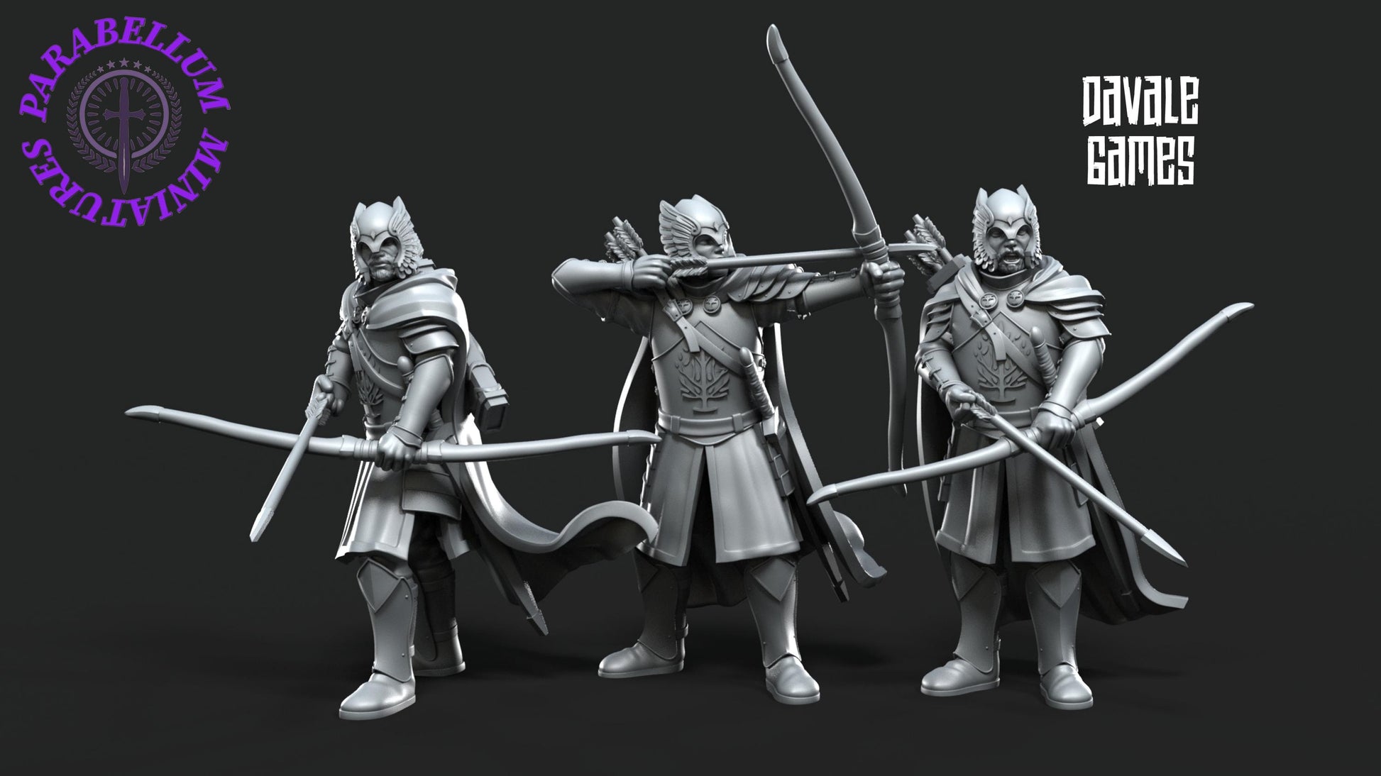 3x Grey Castle guard with long bow
