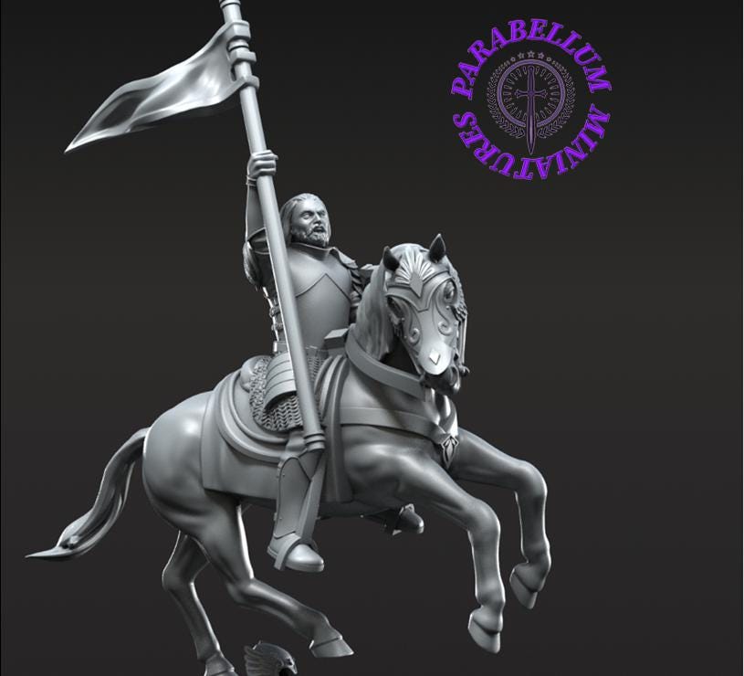 Grey Castle Captain on foot and mounted pose 2