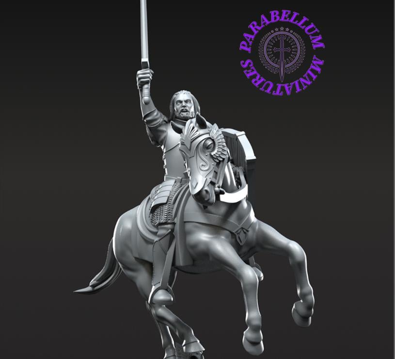Grey Castle Captain on foot and mounted pose 2