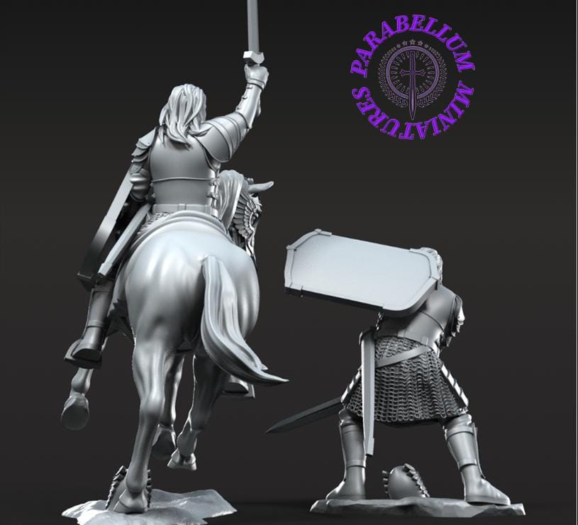 Grey Castle Captain on foot and mounted pose 2