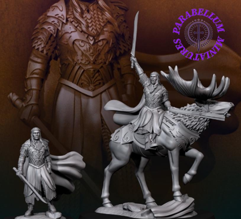 Wood Elf king on foot and elk