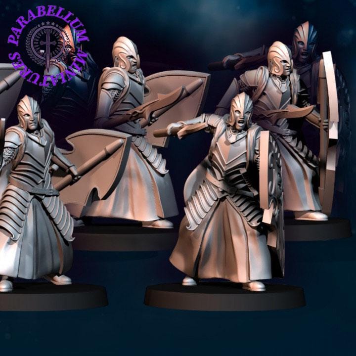 6x Bloody Elf warriors with Spear and Shield