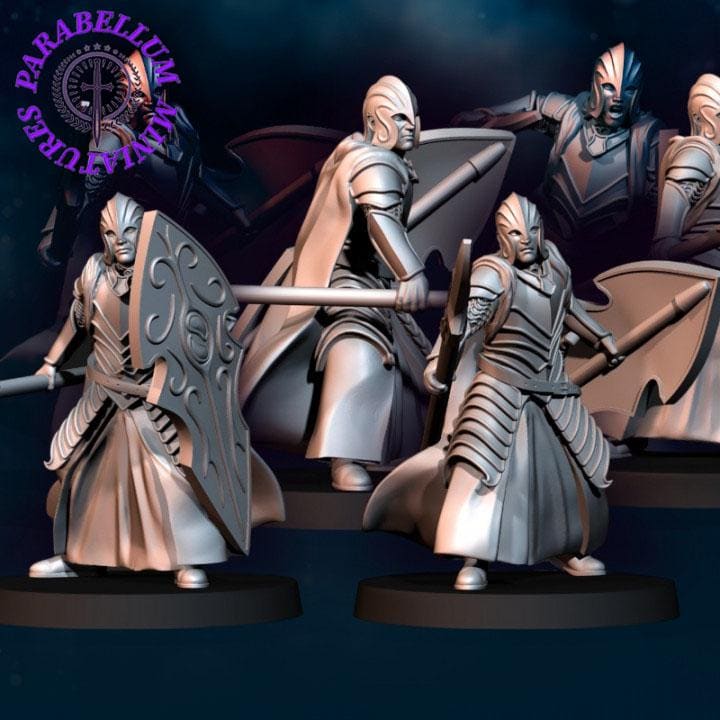 6x Bloody Elf warriors with Spear and Shield
