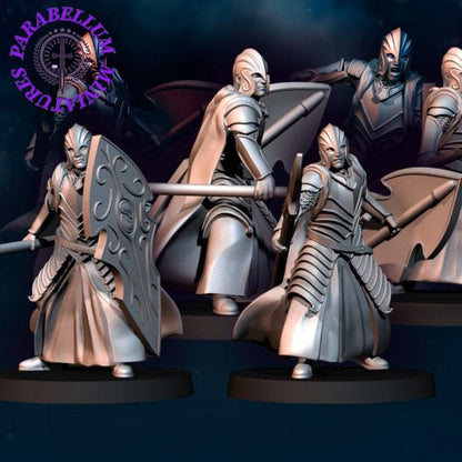 6x Bloody Elf warriors with Spear and Shield