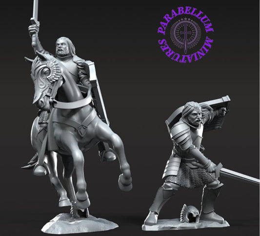 Grey Castle Captain on foot and mounted pose 2