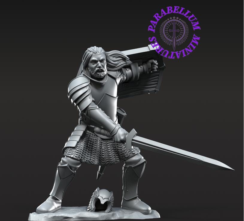 Grey Castle Captain on foot and mounted pose 2
