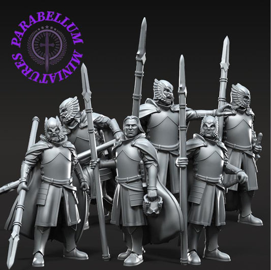 Grey Castle court guards on foot with spear