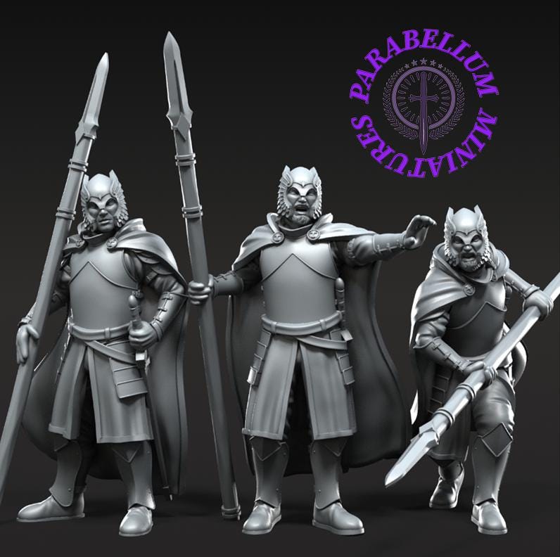 Grey Castle court guards on foot with spear
