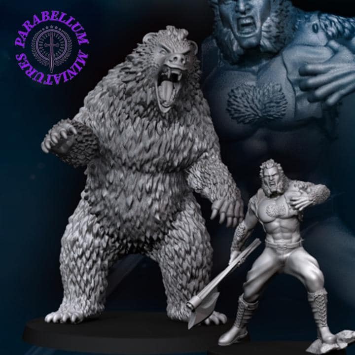 bear and human form on foot