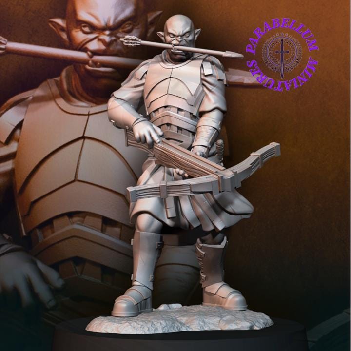 Bloody handed orc captain with crossbow