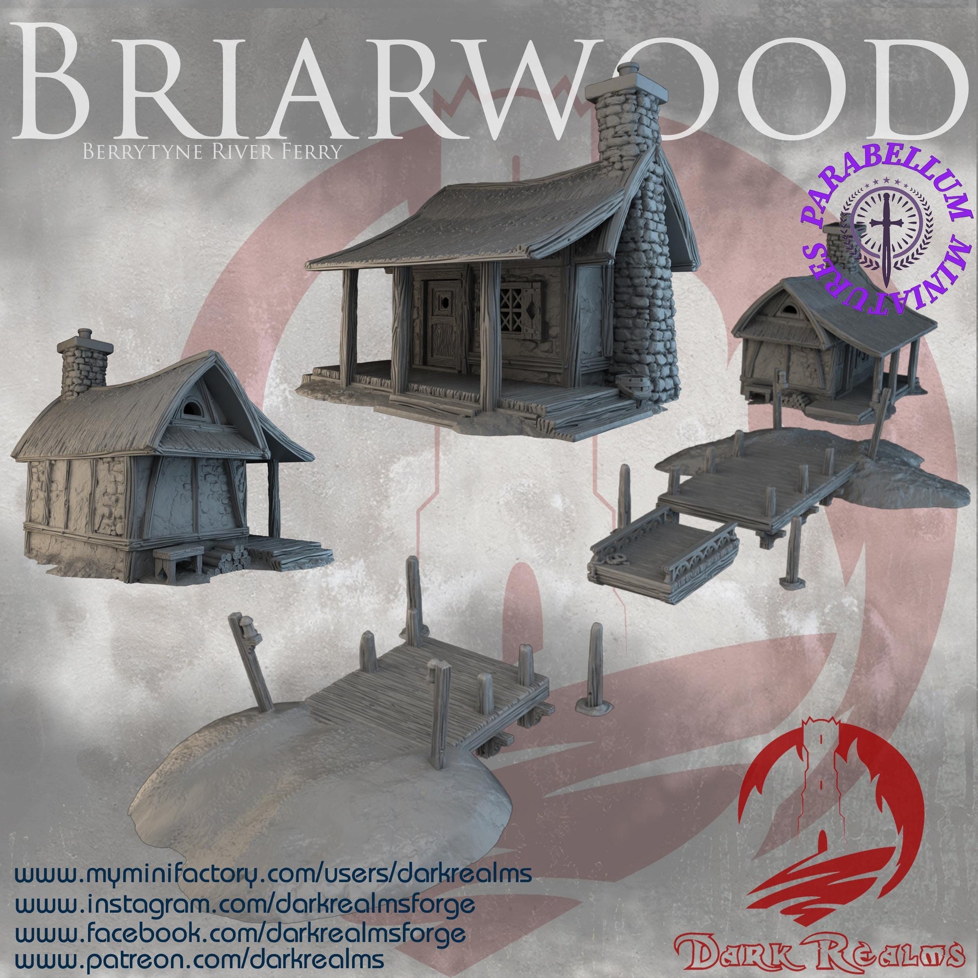Berrytyne River Ferry (Briarwood by DarkRealms) 32mm, 28mm, 15mm Scale 3D Printed Scenery for Wargaming Dnd and Warhammer