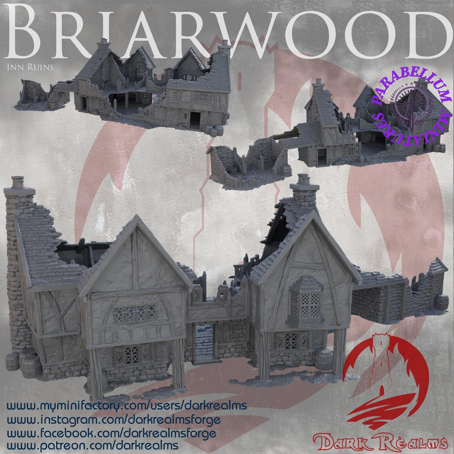 Leaping Frog Inn Ruins (Briarwood by DarkRealms) 32mm, 28mm, 15mm Scale 3D Printed Scenery for Wargaming Dnd and Warhammer