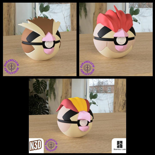 Pidgey, Pidgeotto and Pidgeot Evolution Line, Character CritterBall Series Designed by N3D
