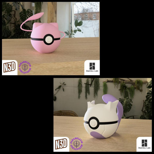 Mewtwo & Mew Character CritterBall Series Designed by N3D