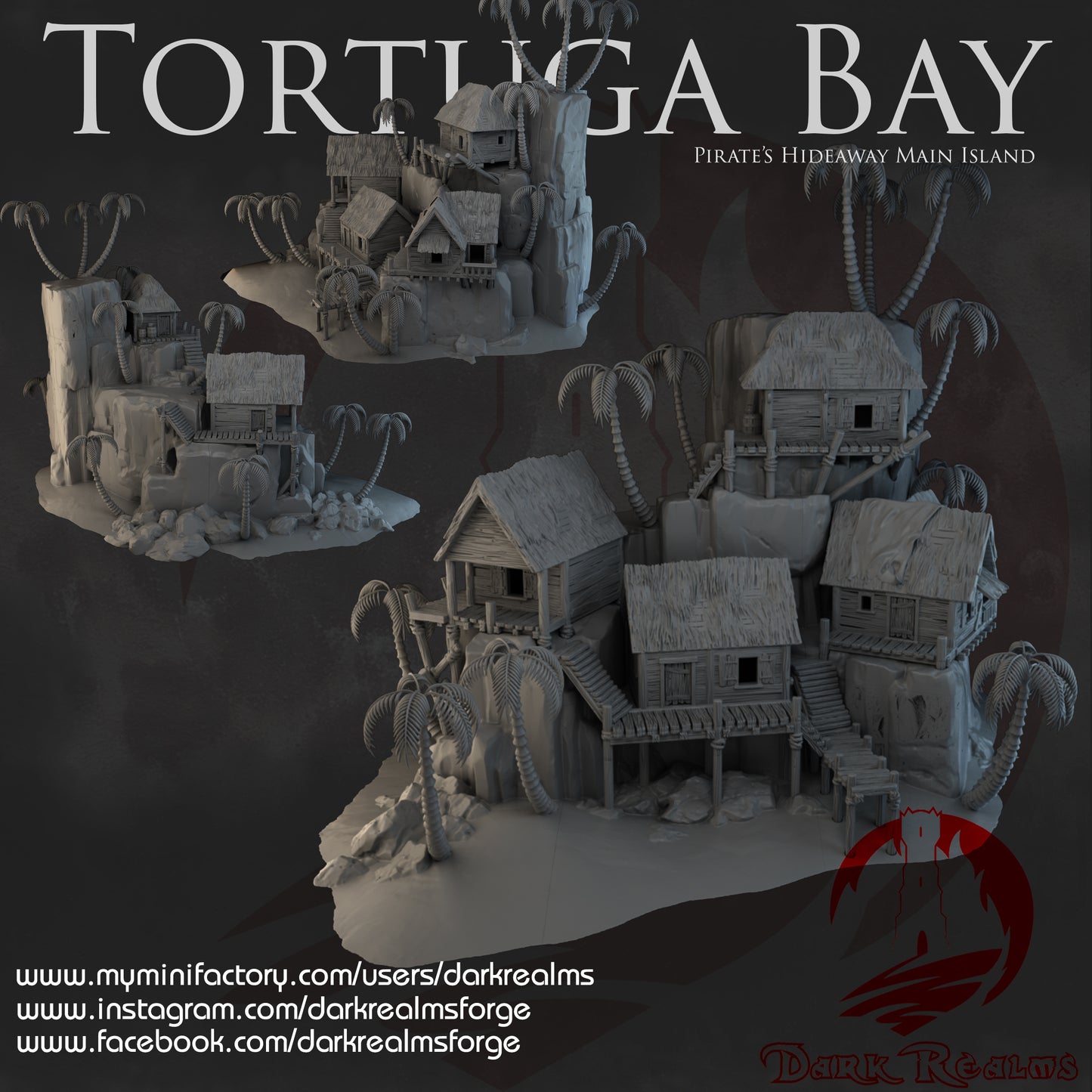 Tortuga Bay Main Island 1 by Dark Realms in 32mm, 28mm, 15mm Scale 3D Printed Scenery for Wargaming Dnd and Warhammer
