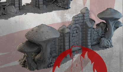 Fungalwood Ruins by DarkRealms in 32mm, 28mm, 15mm Scale 3D Printed Scenery for Wargaming Dnd and Warhammer
