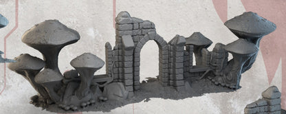 Fungalwood Ruins by DarkRealms in 32mm, 28mm, 15mm Scale 3D Printed Scenery for Wargaming Dnd and Warhammer