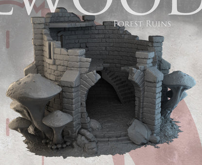 Fungalwood Ruins by DarkRealms in 32mm, 28mm, 15mm Scale 3D Printed Scenery for Wargaming Dnd and Warhammer