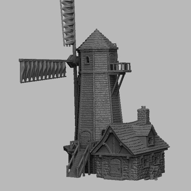 Modular Windmill & Cottage Terrain - 3D Printed Fantasy Scenery for Tabletop Games